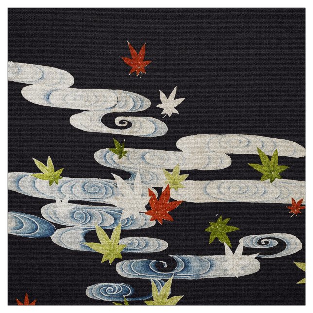 TANZKIMONO, WASSER, FALLENDE BLÄTTER STOFF (Muster)