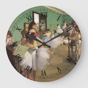 Tanzklasse von Degas, Vintage Impressionismus Ball Große Wanduhr