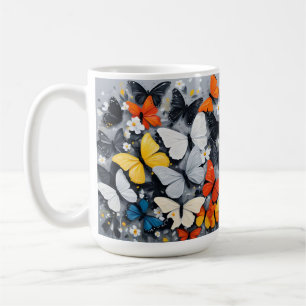 Tanzkunst, farbenfrohe Schmetterlingsakrylenkunst, Kaffeetasse