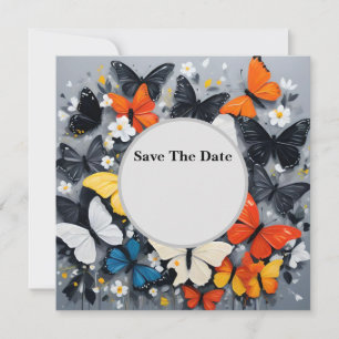 Tanzkunst, farbenfrohe Schmetterlingsakrylenkunst, Save The Date