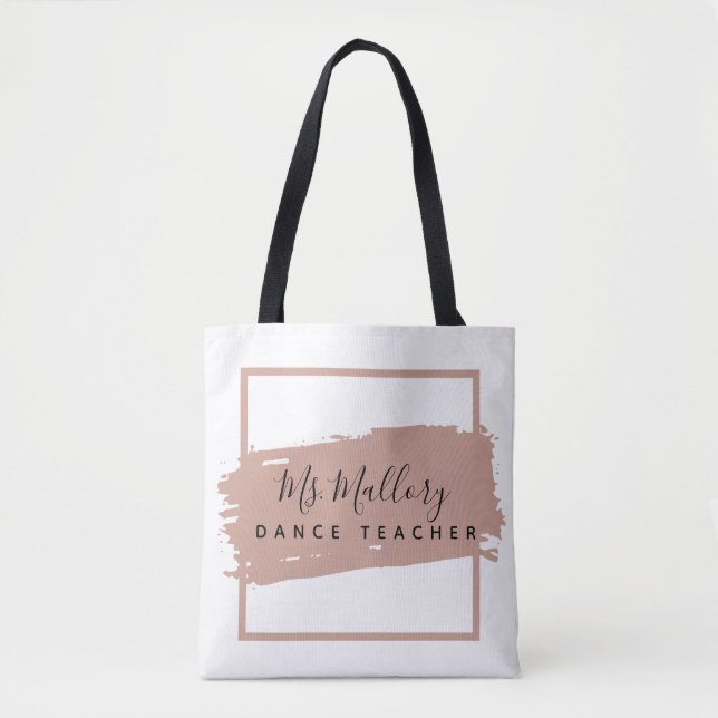 Tanzlehrer Schwarz und Rose Gold Personalisiert Tasche (Vorderseite)