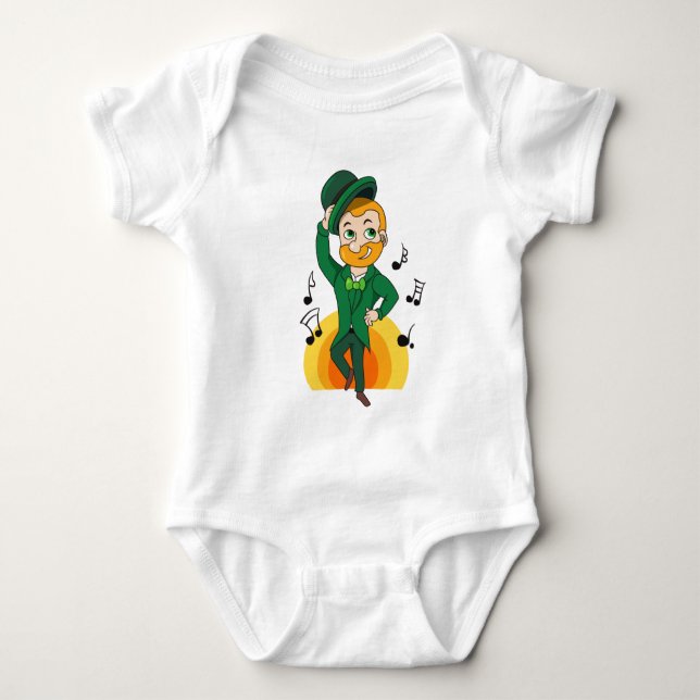 Tanzlekobobobaun, St. Patrick's Day Cartoon Baby Strampler (Vorderseite)