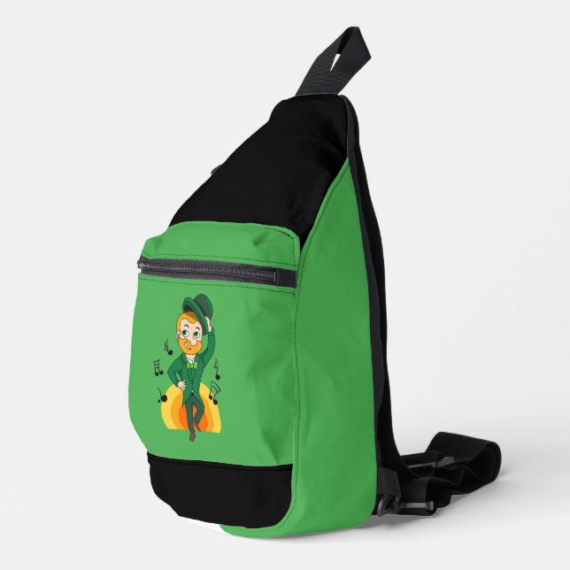 Tanzlekobobobaun, St. Patrick's Day Cartoon Crossbody Bag (Rechte Ecke)