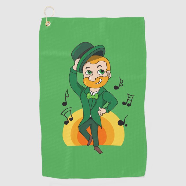 Tanzlekobobobaun, St. Patrick's Day Cartoon Golfhandtuch (Vorderseite)