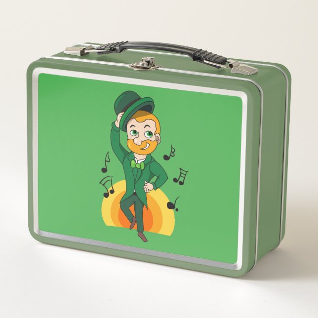 Tanzlekobobobaun, St. Patrick's Day Cartoon Metall Brotdose (Vorderseite)