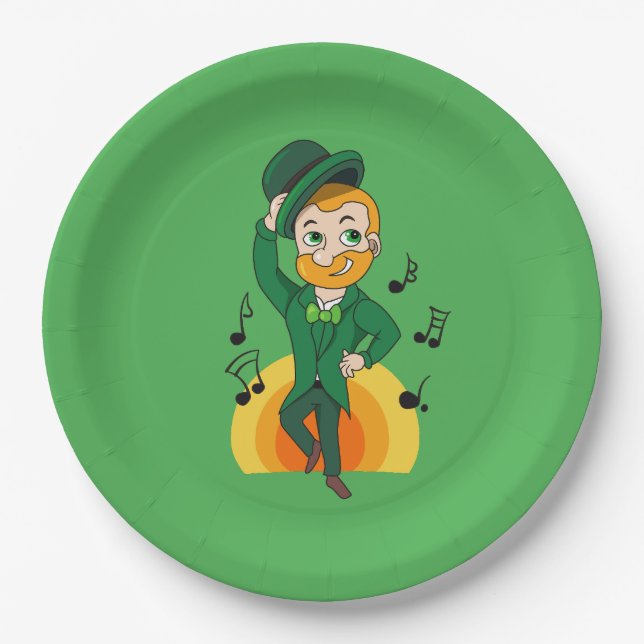 Tanzlekobobobaun, St. Patrick's Day Cartoon Pappteller (Vorderseite)