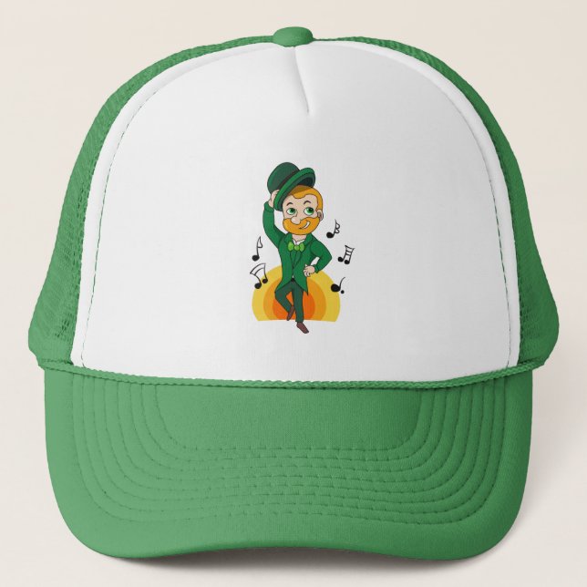Tanzlekobobobaun, St. Patrick's Day Cartoon Truckerkappe (Vorderseite)