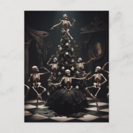 Tanzmakabre Weihnachten Skelette um den Baum Postkarte