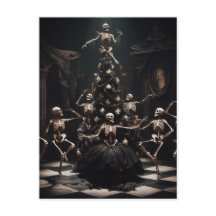 Tanzmakabre Weihnachten Skelette um den Baum