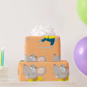 Tanzmaus in gelbem Geschenkpapier