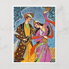 Tanznymphe und Musiker Postkarte