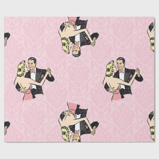 Tanzpärchen Vintager rosa Ballsaal Geschenkpapier (Flach)