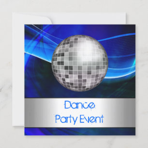 Tanzparty-Event Blau Silber Spiegelkugel Einladung