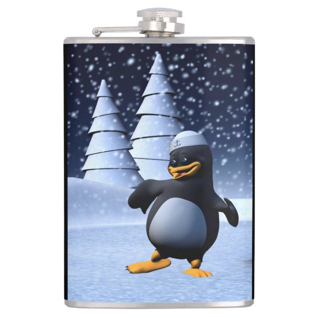Tanzpinguin Flachmann (Vorderseite)