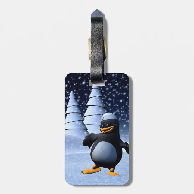 Tanzpinguin Gepäckanhänger (Rückseite vertikal)