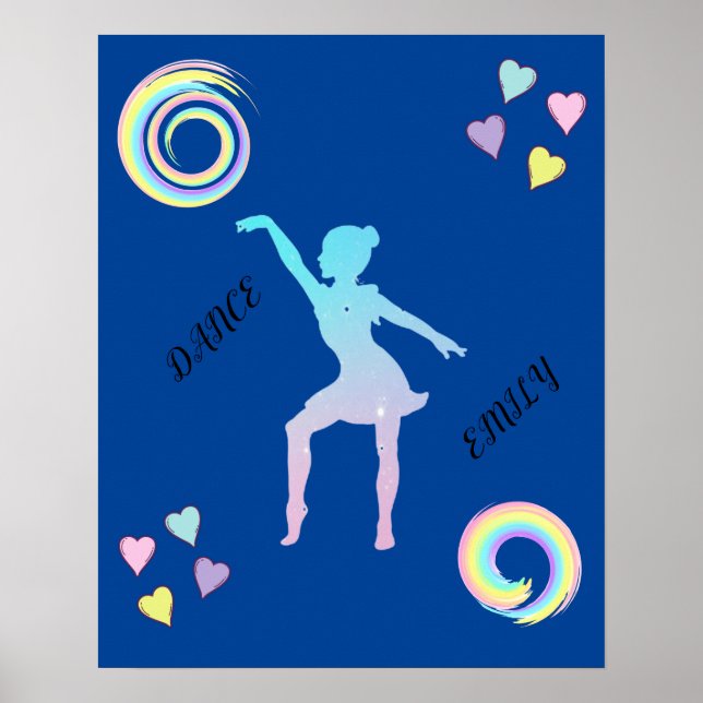 Tanzposter mit Herzen & Wirbel. Poster (Vorne)