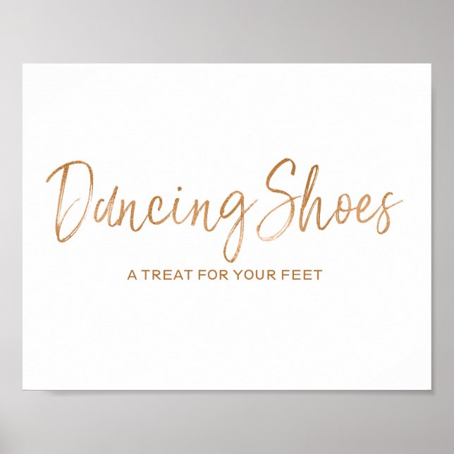 Tanzschuhe 8x10 Stilvolle Rose Gold Wedding Sign Poster (Vorne)