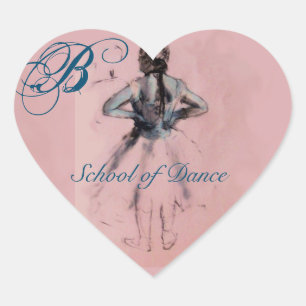 TANZSCHULE/BALLERINA BALLET DANCER MONOGRAM Herz-Aufkleber