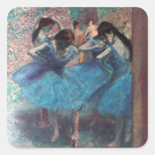 TANZSCHULE /BALLERINA  BALLETTTÄNZER IN BLAU QUADRATISCHER AUFKLEBER