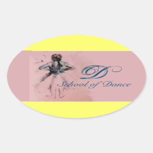 TANZSCHULE /BALLERINA BALLETTTÄNZERIN MONOGRAMM OVALER AUFKLEBER