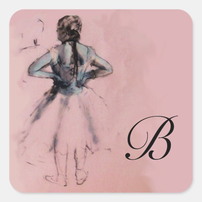 TANZSCHULE / BALLERINA PINK BALLETTER QUADRATISCHER AUFKLEBER (Vorderseite)