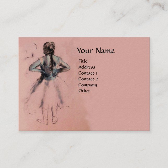 TANZSCHULE BALLERINA, PINK BLAUE BALLETTER VISITENKARTE (Vorderseite)