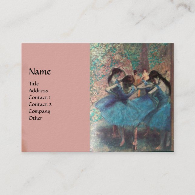 TANZSCHULE BALLERINA, PINK BLAUE BALLETTER VISITENKARTE (Vorderseite)