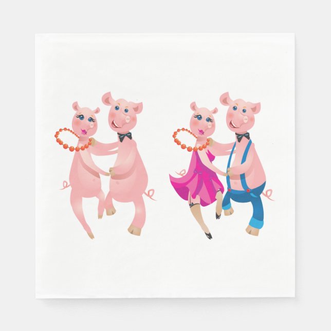Tanzschweine Serviette (Vorderseite)