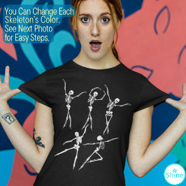 Tanzskeleton gruselig lustige Ballerinas Halloween T-Shirt