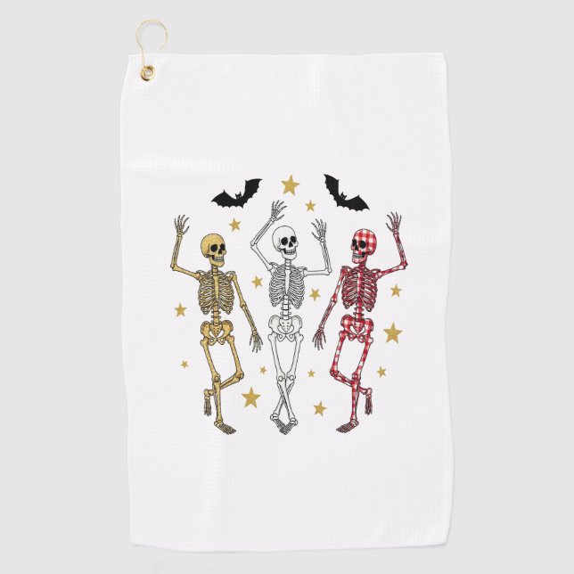 Tanzskeleton Halloween Golfhandtuch (Vorderseite)