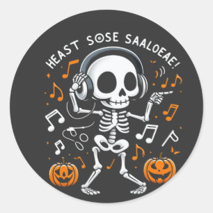 Tanzskeleton Halloween Music Party T - Shirt Runder Aufkleber