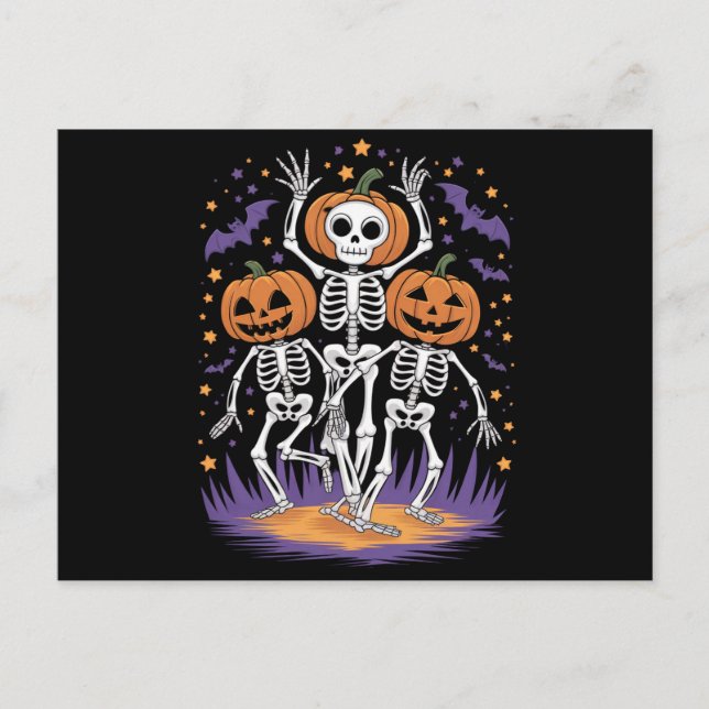 Tanzskeleton Halloween Pumpkin Postkarte (Vorderseite)