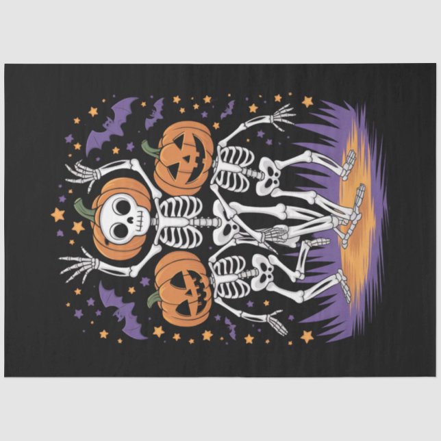 Tanzskeleton Halloween Pumpkin Seidenpapier (Vorderseite)