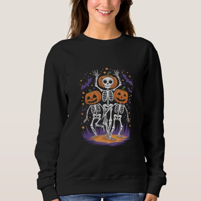 Tanzskeleton Halloween Pumpkin Sweatshirt (Vorderseite)