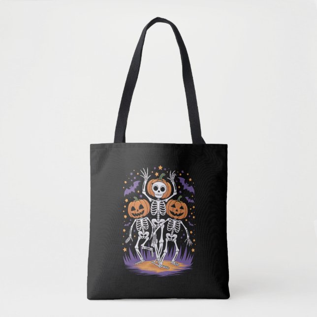Tanzskeleton Halloween Pumpkin Tasche (Vorderseite)