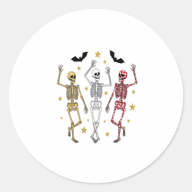 Tanzskeleton Halloween Runder Aufkleber (Vorderseite)
