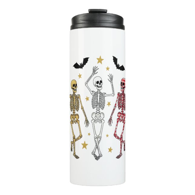 Tanzskeleton Halloween Thermosbecher (Vorderseite)