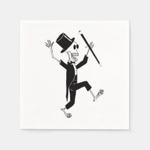 Tanzskeleton in Tuxedo und Top Hat mit Cane C Serviette