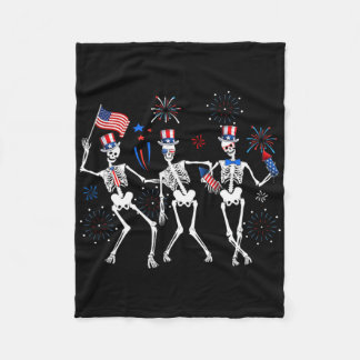 Tanzskelett 4. Juli American Flag Skellie Fleecedecke