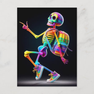 Tanzskelett in Regenbogenfarben Postkarte