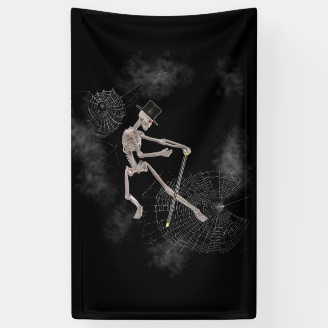Tanzskelett in Top Hat Halloween Banner (Vertikal)