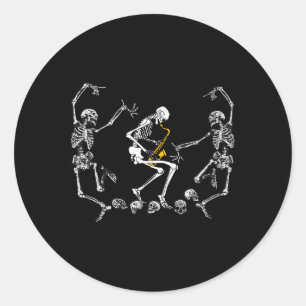 Tanzskelett Saxophon Halloween Runder Aufkleber