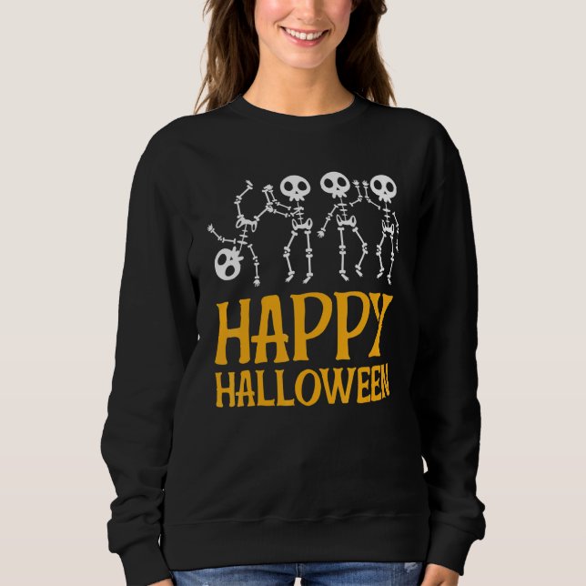Tanzskelette Happy Halloween Sweatshirt (Vorderseite)