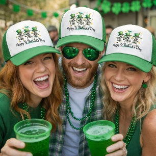 Tanzskelette im St. Patrick's Day Spirit Truckerkappe