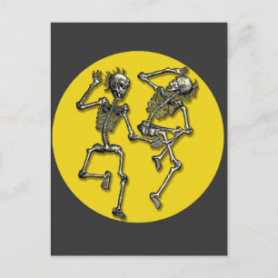 Tanzskelette mit Vollmond zu Halloween Postkarte