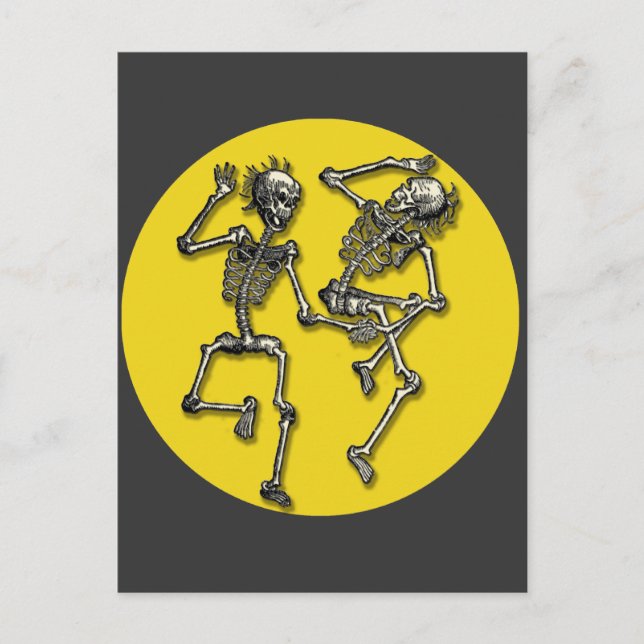 Tanzskelette mit Vollmond zu Halloween Postkarte (Vorderseite)