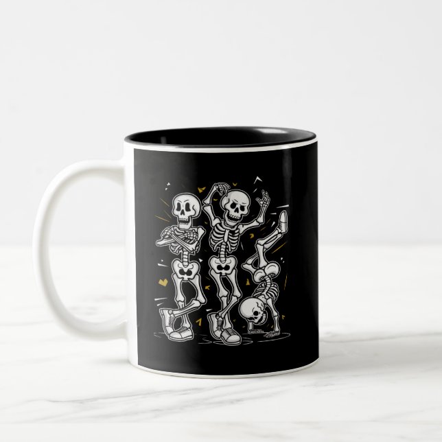 Tanzskelette TanzChallenge Halloween Zweifarbige Tasse (Links)