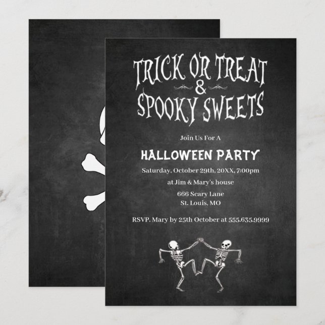 Tanzskeletts-Halloween-Party Einladung (Vorne/Hinten)