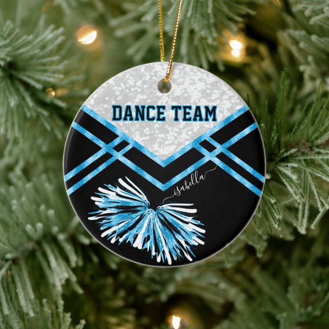 Tanzteam Black, White und Baby Blue Keramik Ornament (Baum)