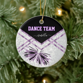 Tanzteam Schwarz, Weiß und Lila Glitzer Keramik Ornament